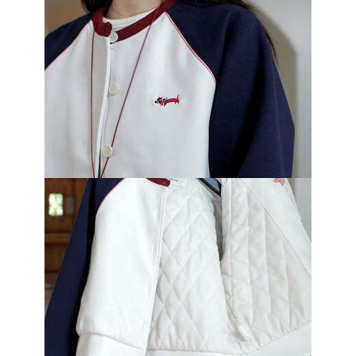 Guo Jiujiu Retro Contrast Color Embroidered Raglan Sleeves Cotton Jacket Woolen Jacket Scimitar Jeans G924T17152 Suit (Coat + Jeans) S One Size