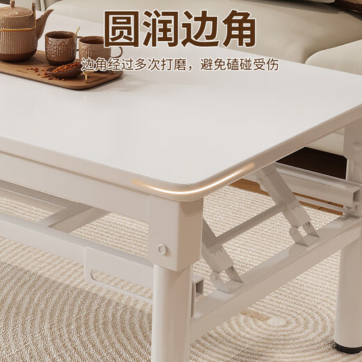 Xing'ao Shengtang foldable tea table for living room, small apartment, non-solid wood small table, simple tea table for bedroom study, white frame, white surface, single layer 100*50*55 single table