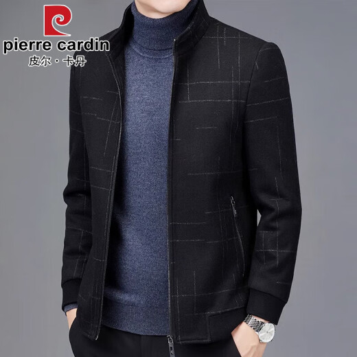 皮尔卡丹（pierre cardin）春秋新款男士外套中年爸爸装羊毛呢子保暖厚款立领夹克棉服 XL-MN2216灰色 3XL 190 【体重160斤-170斤】