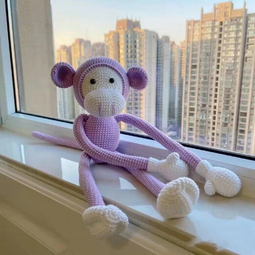 Yao Wanxi giraffe curtain strap diy material package hand-knitted wool crochet gibbon monkey doll for daughter giraffe lemon yellow (not a finished product)
