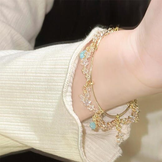 Olevo<Moon>Zircon Moon Star Tassel Bracelet ins niche high-end bracelet women's high-value bracelet M-Zircon Moon Star Tassel Bracelet