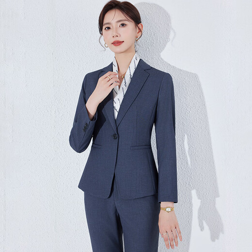 Нефритовый костюм, женский костюм из двух частей, весенне-осенний, серый, высококачественный, для собеседования, официальная деловая одежда, пригородная куртка 8068, серый костюм + брюки 2XL