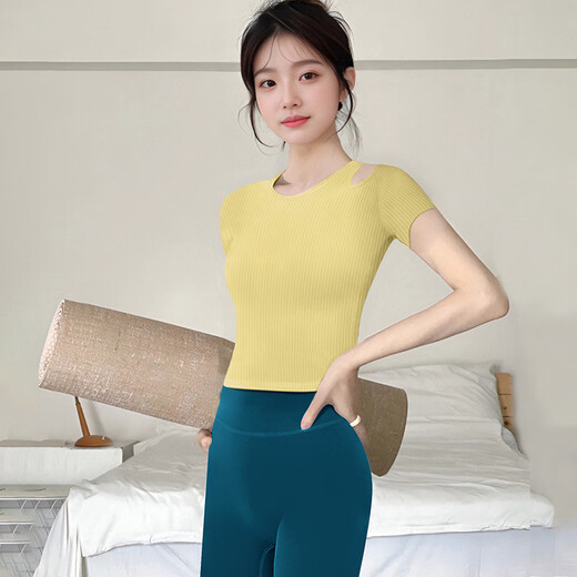 Shuangxiu beautiful yoga clothing set 2025 new versatile age-reducing short-sleeved professional Pilates sports and fitness clothing Tsingtao pear short-sleeved + royal blue pants suit S (80-100)