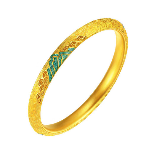 OAZ ancient method Qianli Jiangshan bracelet enamel color gold bracelet wedding light luxury versatile temperament bracelet ancient method bracelet