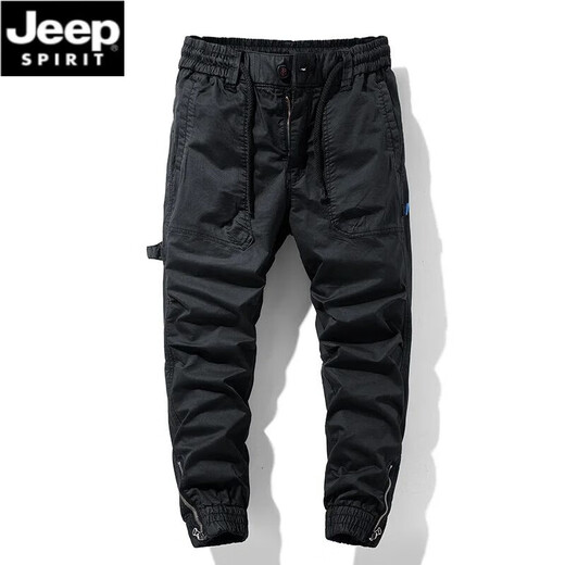 JEEP SPIRIT吉普工装裤男春秋季新款休闲裤子男宽松耐磨潮流中青年束脚长裤 679黑色（夏款薄） XL (建议120-130斤)