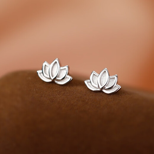 Jiuweiya S999 Pure Silver Earrings Women's Lotus Earrings High-end National Trendy Design Lotus Earrings for Ear Hole Earrings S999 Pure Silver Lotus Earrings Gift Box