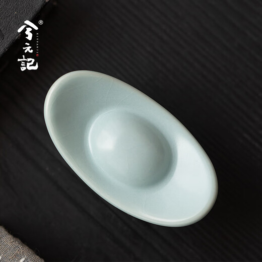 Xi Yuanji Ru kiln gold ingot tea pet small ornaments boutique opening can be used to raise creative tea toys high-end retro tea sets and tea ceremony accessories Tianqing Ru kiln small ingot tea pet