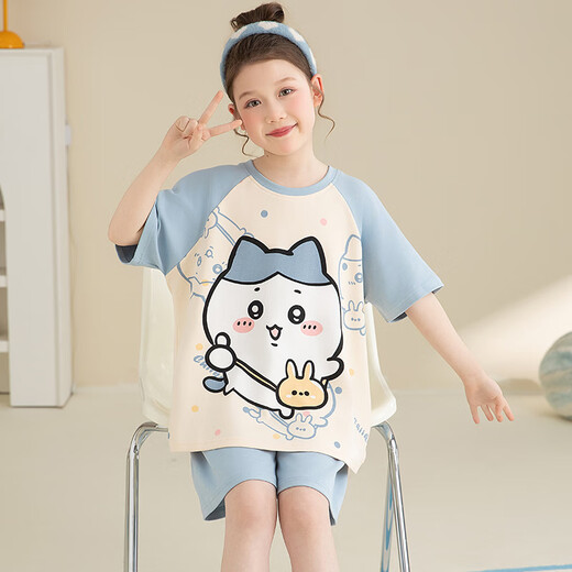 睡衣女童夏季短袖纯棉薄款2025新款中大童初中生13岁亲子母女睡衣 T-829#帕恰狗 均码 10码（建议高103-113）