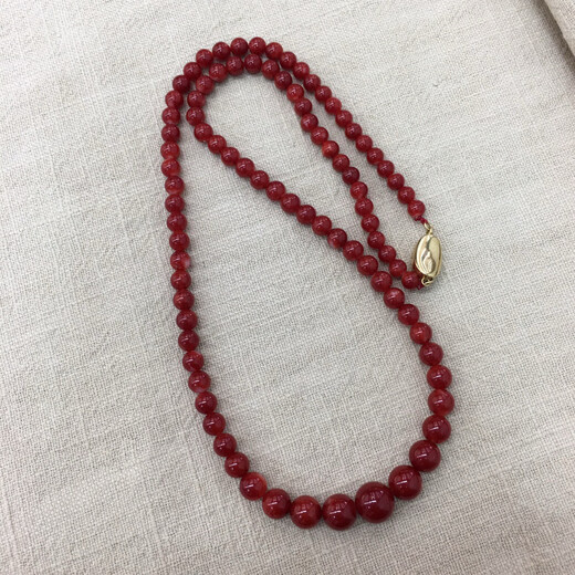Zhaohao Coral Bead Necklace Akha Ox Blood