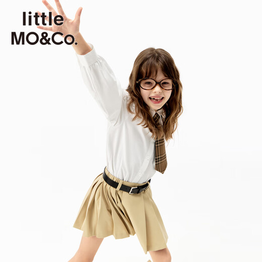 Little MO&Co. children's clothing 25 spring new style girls college style pure cotton long-staple cotton long-sleeved shirt shirt white 140 140/68