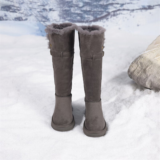 
Daphne (DAPHNE) snow boots for women with thick sole plus velvet medium cylinder heightening two-wear cotton boots 2024 winter new Northeast cold resistance minus 40 degrees gray plus velvet 35 (225mm)