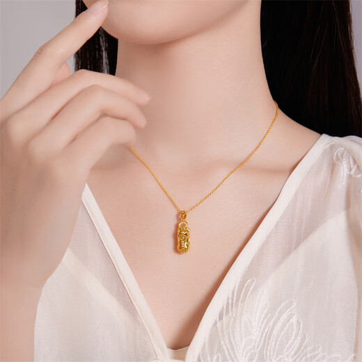 Safir 18K gold bitten gold Pixiu pendant for women, gold-set stone pendant for girlfriend’s birthday gift single pendant