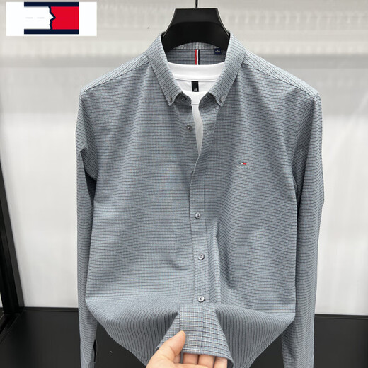 TOME BORNEK American Tommy long-sleeved shirt men's spring and autumn new fashion business casual Oxford cloth cotton shirt jacket green L 125-145Jin Jin equals 0.5 kg