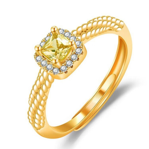 Fat Donglai same style 18K gold silver-covered gold ring 999 female color sugar cube moissanite diamond ring 18k open finger sugar cube ring
