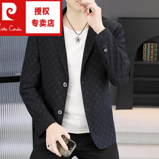 Pierre Cardin 2025 Spring and Autumn Casual Suit Men's Korean Style Slim-fitting and Handsome Printed Unisex Youth Small Suit Jacket Khaki 2XL 140-155Jin Jin is equal to 0.5 kg within