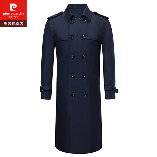 Pierre Cardin high-end quality mid-length windbreaker for men middle-aged spring and autumn new business casual coat jacket men's long/navy blue 180 (141-155Jin Jin equals 0.5kg wear) XL