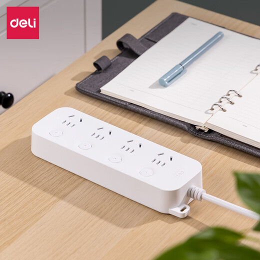 Deli (deli) USB smart socket plug strip/socket board/connection board/socket strip/tow line board Xinguo smart socket wiring board patch panel home office tow line board master control switch sub-control 1.8 meters 4-position jack
