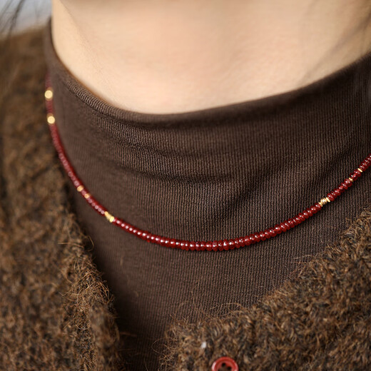 Li Shen 18k gold stone bracelet necklace imported laser gold pearl triangle pearl pigeon blood red beads strand broken gold bracelet