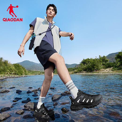 Jordan Kaiyuan V4 sneakers for men 2025 summer new lace-free river tracing shoes, lightweight and breathable outdoor wading casual shoes, black/electric gray 39