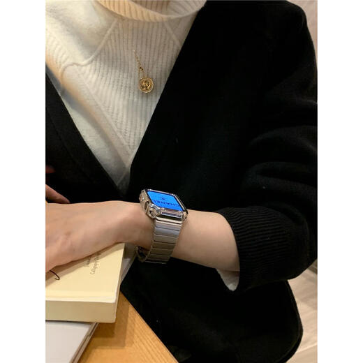 Pinwuyou balter starlight retro exquisit Edelstahl Metallgurt geeignet für iWatch1098Se Einfache Pendelverteidiger Silbergurt 49 mmimmiwatchultra