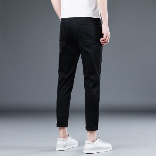 Li Dans Frühling ist nicht einfach, um schwarze neun-Punkte-Jeans-Männer schlanker koreanischer Stil trendy, schlanke 9-Punkte-Hose Black Grey-1048 Neun-Punkte 31 zu verblassen