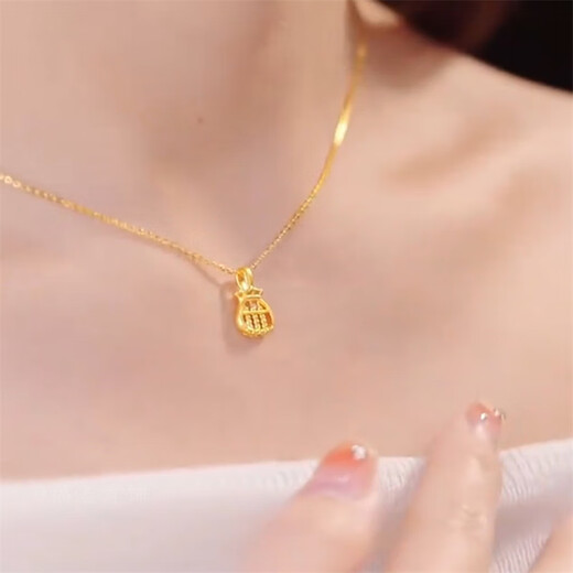 GRAYCEWODY Old Phoenix 999 Gold Ruyi Abacus Blessing Bag Necklace Women's Foot Gold Mini Abacus Clavicle Chain Pendant Lucky Blessing Blessing Blessing Blessing Gold Necklace + Certificate