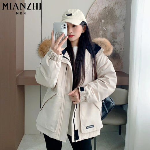 Cotton thickening workwear hooded cotton coat for women new loose parka jacket women's bread coat down jacket down jacket X809 navy blue high quality 80 L 125-145Jin Jin equals 0.5 kg