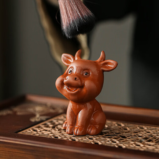 Yuxuan 12 Zodiac Signs Purple Clay Tea Pet Hands Can Be Raised as Office Home Furnishings Fine Ceramic Tea Pet Accessories SL-Purple Clay Twelve Zodiac Signs (Rabbit) Red Clay