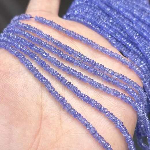 Li Shen Natural Tanzanite Faceted Dish Beads Abacus Beads 3-3.5mm DIY Beaded Semi-finished Necklace Imported from India Beads 3-3.5mm 1 40cm Hole 0.4mm Picture