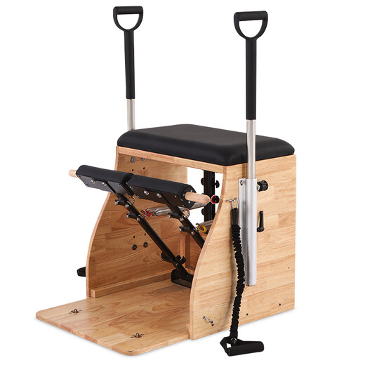 Ji Litian Pilates Stable Chair Large Equipment Yoga Personal Training Chair Solid Wood Commercial Fitness Equipment Balance Trainer Oak Stable Chair (Black)