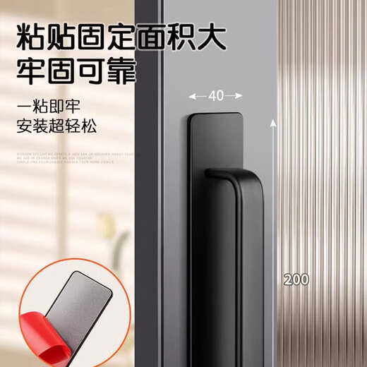 达居匠门把手免打孔明装推拉门木门铝合金把手玻璃浴室门拉手手柄 哑银