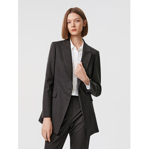 Langzi Basic Wardrobe Pure Wool Professional Light Business Suit Jacket Autumn and Autumn New Temperament Suit Medium Gray 3 M