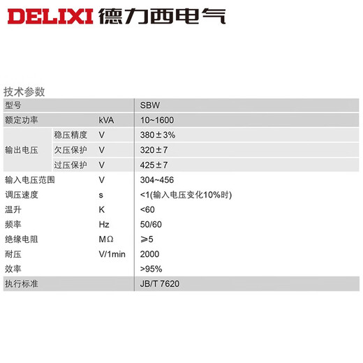 Delixi SBW three-phase voltage stabilizer 50000w high power 30KVA AC 380 power supply for industrial use 100kw SBW-80KVA