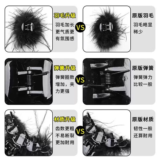 Bai Shilin's temperament feather clip for women's high-end 2025 new style shark clip for hair on the back of the head, high-end bird feather clip headwear, extra large size 13cm