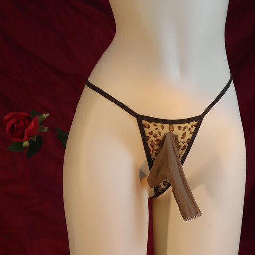 Zhishenqian sexy leopard print panties thong gay breathable quick-drying transparent men's enchanting silky JJ set egg separation white (80-160Jin Jin equals 0.5kg) bullet separation-opening