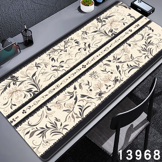 三色猫暗黑腰果花纹理鼠标垫高级感百搭超大号电竞游戏办公键盘 13968蕾丝 90厘米x40厘米x5毫米