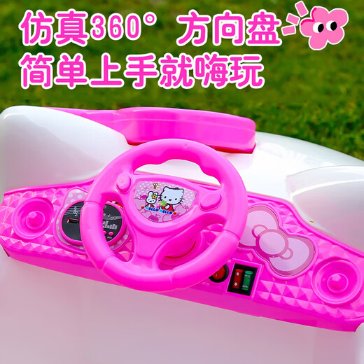 Hello Kitty children's electric car four-wheel toy car that can sit on people with remote control kt car girl birthday gift new KT cat paint powder full-featured upgraded large battery swing remote control
