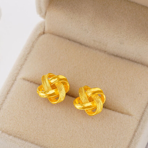 Laohuang Xiangyang’s mother recommends the gold store model 999 pure gold Ruyi knot earrings gold 5G retro Chinese knot earrings 24K