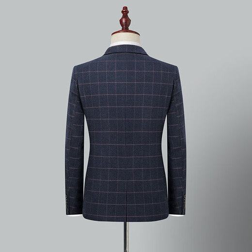 SHANSHAN light luxury brand men's suit wedding dress slim plaid business casual suit for men blue plaid L 170