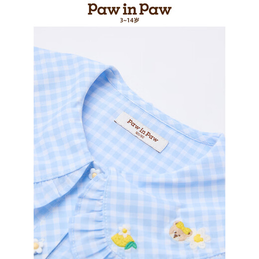 PawinPaw shopping mall same style cartoon bear children's clothing 25 spring and summer new girls lapel short-sleeved shirt Blue blue/50 120