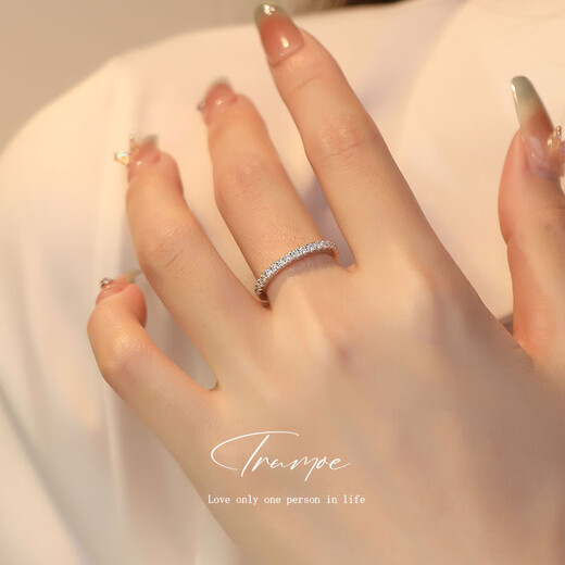 Guanpu Pavilion Fat Donglai same style pt950 platinum moissanite row diamond ring first foam imossanite silver diamond stack ring tail ring request row diamond ring opening adjustable