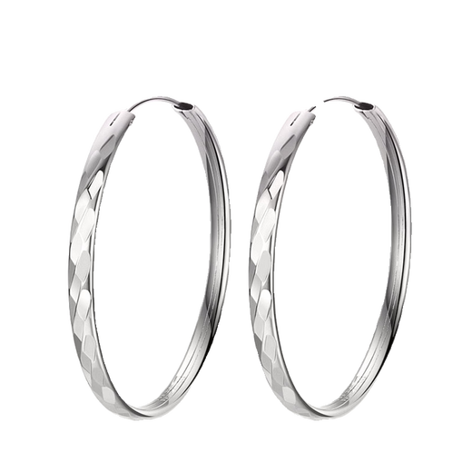 Guanpu Pavilion Fat Donglai's same style pt950 platinum earrings large hoop PT950 diamond square women's plain hoop 2024 new style simple and versatile pair of platinum diamond square earrings (30mm)