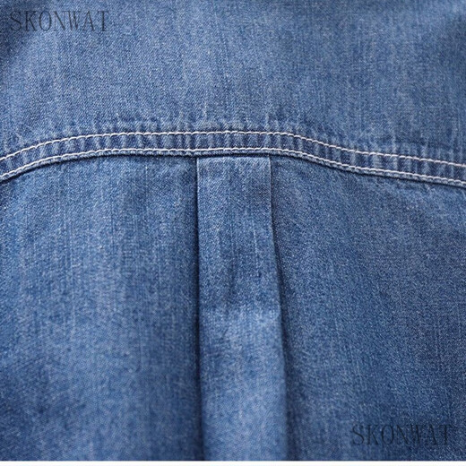 SKONWAT boys' denim shirt spring and autumn new children's long-sleeved casual jacket student shirt cardigan outer top blue cloth 130 size recommended height around 120cm