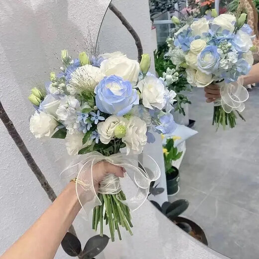 Dilanmu Wedding Flowers Holding Bride Holding Wedding Makes a Tablet of Tulips Getting a Certificate Simulation Flower Photography Props Chinese Valentine's Day, Yuanding Sansheng High-end Flowers Holding