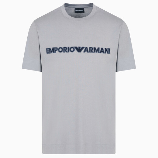 ARMANI/ARMANI EA Sticked Eagle Label Männer Mode mercerierte Baumwolle Kurzarm Runde Hals T-Shirt 6d1t98 1Jocz Grau 677 xs