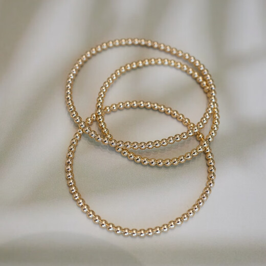 Taste Ju 18K gold elastic stretchable, easy to wear and more durable, versatile stacking holy product non-elastic cord, ready stock 4mm beads - total length 17cm (within 16cm