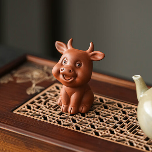 Yuxuan 12 Zodiac Signs Purple Clay Tea Pet Hands Can Be Raised as Office Home Furnishings Fine Ceramic Tea Pet Accessories SL-Purple Clay Twelve Zodiac Signs (Rabbit) Red Clay