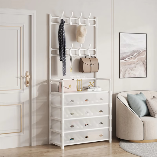 Xinwujia Dustproof Shoe Rack Home Storage Rack Student Dormitory Door Shoe Rack Rental Bedroom Multi-layer Shoe and Hat Integrated Rack White-4 Layers 60CM Upgraded Dustproof Style