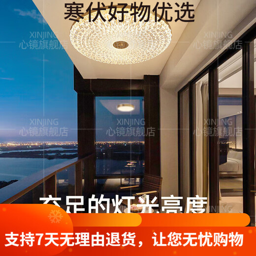 OUOETY心镜全铜户外吸顶灯别墅入户门顶灯简约过道露台阳台灯防水庭 X38 X3895-400/圆形