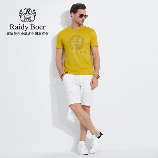 Raidy Boer/Redy Boer [Bronze Divine Tree] 2025 summer heavy industry men's short-sleeved T-shirt 7018 yellow XL /180/52